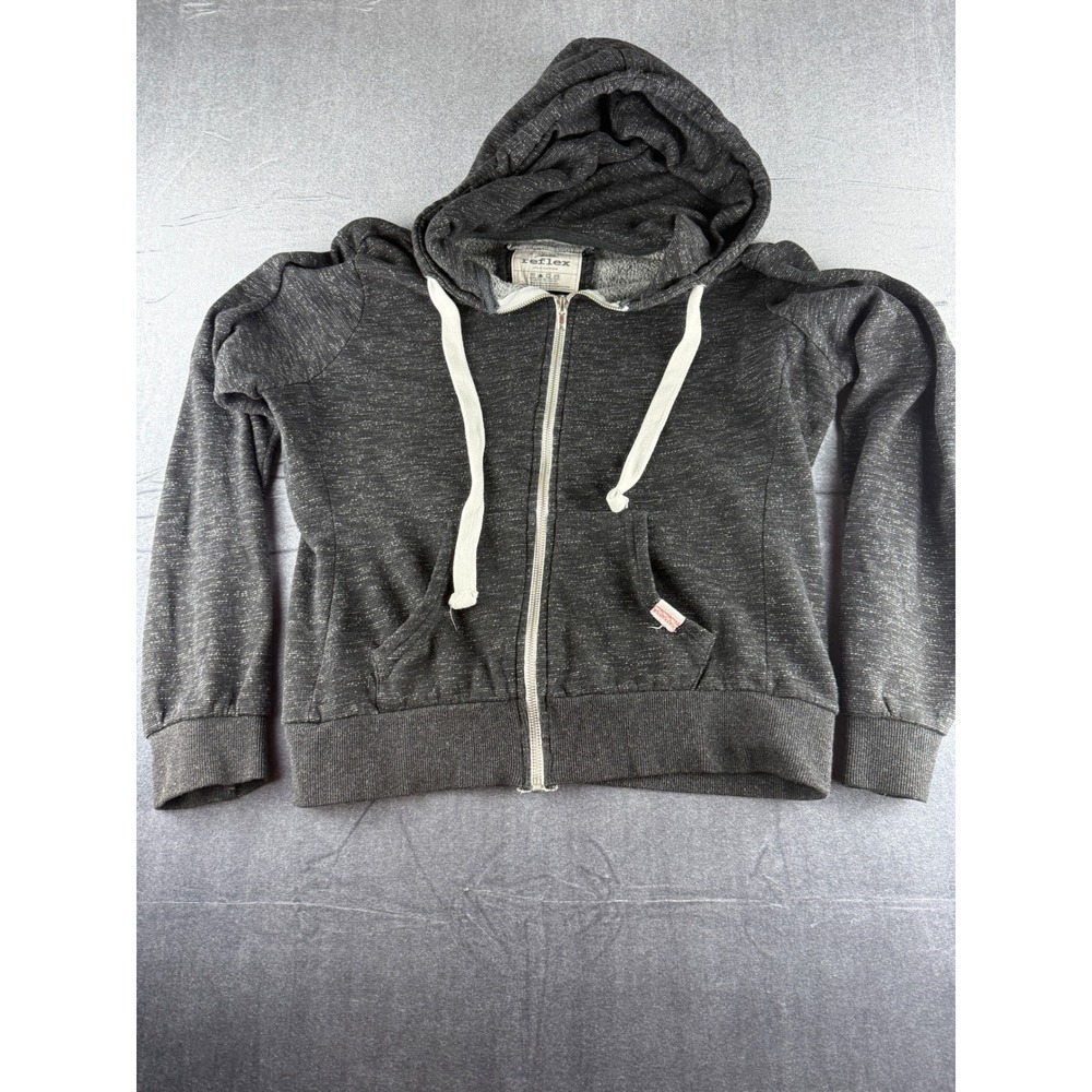 Reflex Mens Full Zip Hoodie XL Charcoal Gray Marled Fleece Sweatshirt J415